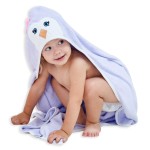 HIPHOP PANDA Hooded Towel - Rayon Made from Bamboo, Bath Towel with Bear Ears for Newborn, Babie, Toddler, Infant - Absorbent Large Baby Towel - Purple Penguin, 37.5 x 37.5 Inch
