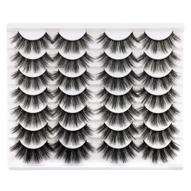 Newcally Lashes False Eyelashes Dramatic 20MM Faux Mink Lashes Pack 14 Pairs Wispy Long Thick Volume Strip Eye Lashes Multipack