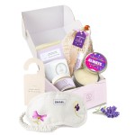 Lizush Luxury Spa Gifts for Women - 7 Piece Lavender Gift Set with Candle, Gift Baskets for Women, Body Care Set for Mom, Birthday Box, Relaxation & Self Care Spa Kit for Wife - Handmade in the USA