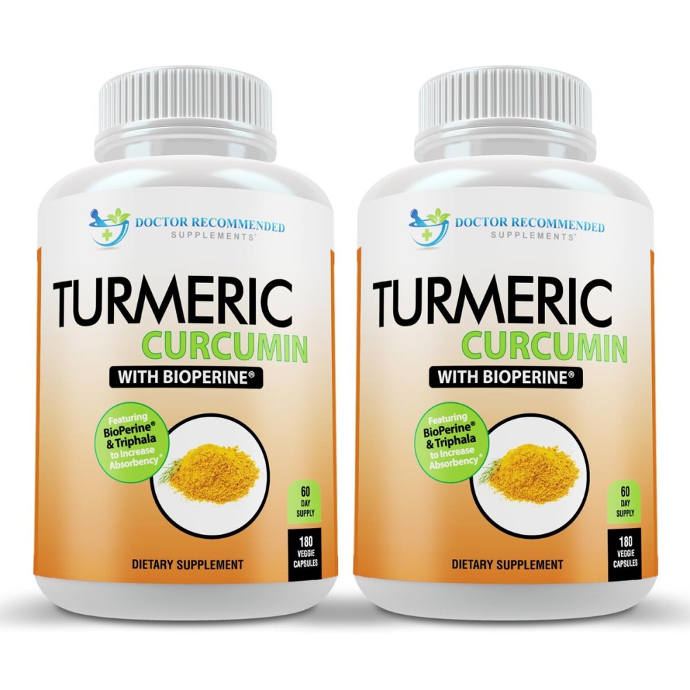 Turmeric Curcumin Supplement - 2250mg/d - Veggie Caps - 95% Curcuminoids with Black Pepper Extract (Bioperine) - 750mg Capsules - 100% Organic - Most Powerful Turmeric (Pack of 2)