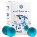 Woolzies Wool Dryer Balls Organic Big Wool Spheres Best Fabric Softener | 6-Pack XL Dryer Balls for Laundry is Made with New Zealand Wool | Use Laundry Balls for Dryer with Essential Oils (Blue)