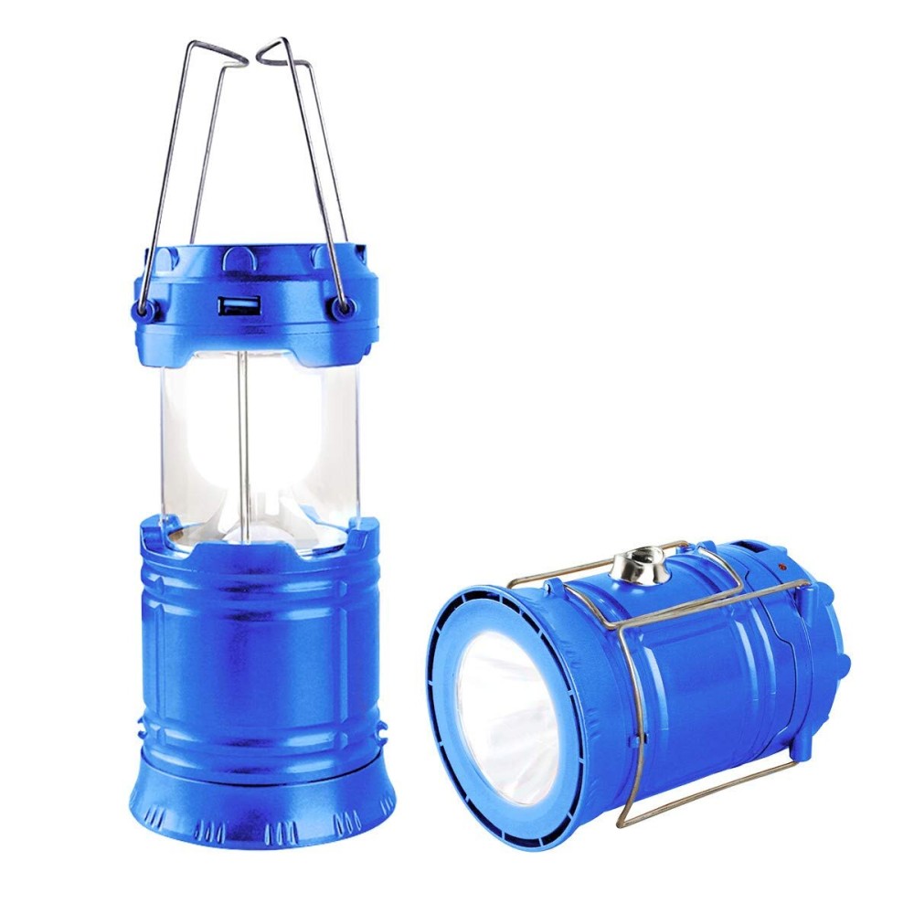 Censinda LED Camping Lantern, Solar and Rechargeable Lantern Flashlight Collapsible and Portable Light for Daily/Camp/Hiking/Night Fishing/Emergency/Hurricanes/Storm(Blue, 1 Pack)