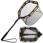 PLUSINNO Floating Fishing Net for Steelhead, Salmon, Fly, Kayak, Catfish, Bass, Trout Fishing, Rubber Coated Landing Net for Easy Catch & Release, Compact & Foldable for Easy Transportation & Storage