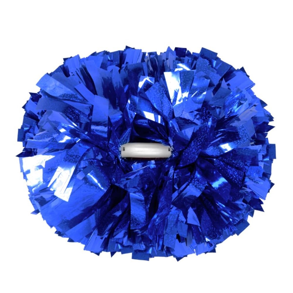 Hooshing 2PCS Blue Pom Poms Cheerleading Holographic Spot Cheer Pompoms with Baton Handle for Team Spirit School Sports Cheering