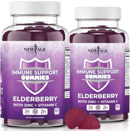 NEW AGE Immune System Support Gummies - Sambucus Black Elderberry Gummies with Vitamin C and Zinc (Immune Support 120 Gummies)
