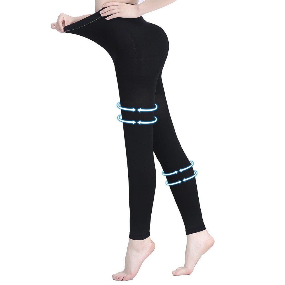 AMZAM Medical Compression Pantyhose for Women & Men, 15-20 mmHg Graduated Compression Leggings, Opaque Footless Waist High Compression Stockings for Edema, Varicose Veins, Post Surgery,Black XL