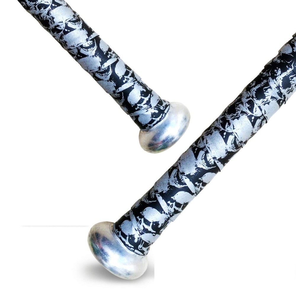 Alien Pros Bat Grip Tape for Baseball (2 Grips) - 1.1 mm Precut and Pro Feel Bat Tape - Replacement for Old Baseball bat Grip - Wrap Your Bat for an Epic Home Run (2 Grips, Skull)