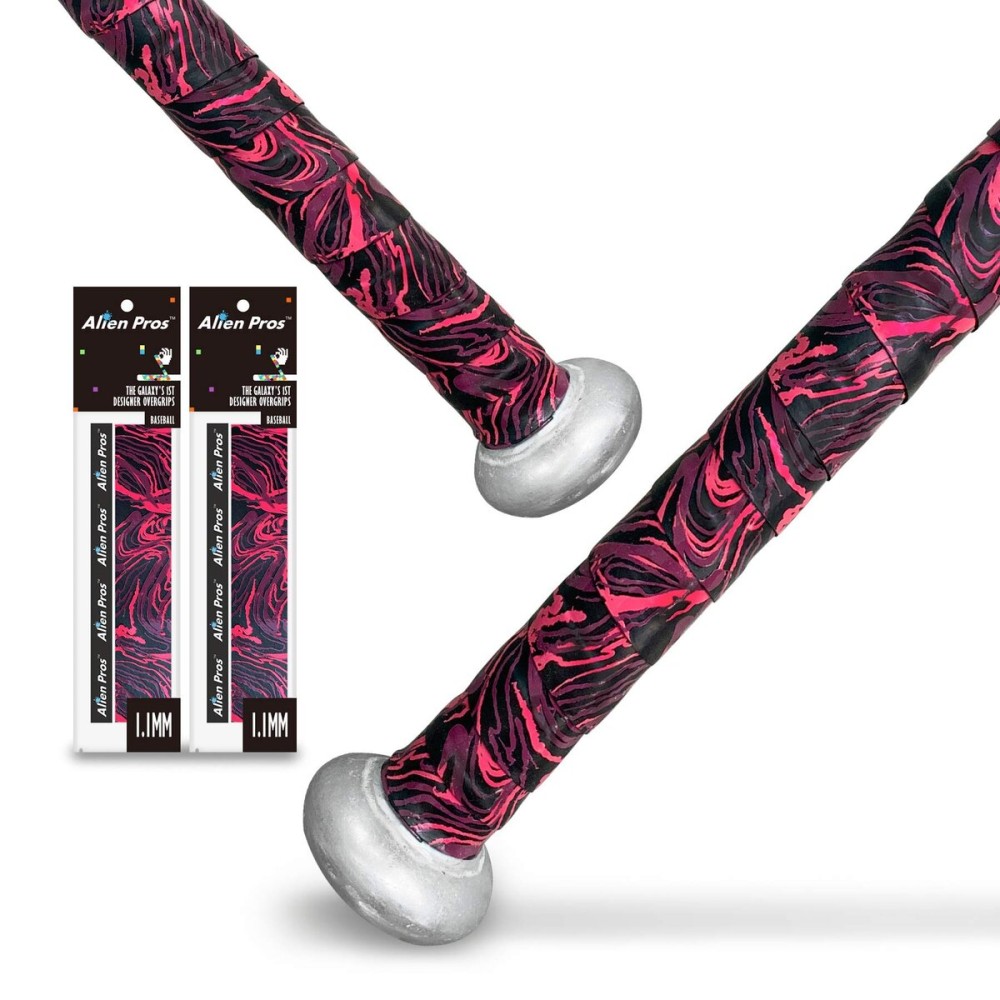 ALIEN PROS Bat Grip Tape for Baseball (2 Grips) - 1.1 mm Precut and Pro Feel Bat Tape - Replacement for Old Baseball bat Grip - Wrap Your Bat for an Epic Home Run (2 Grips, Fire)