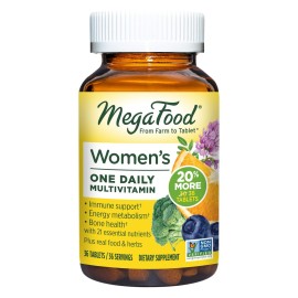MegaFood Womens Multivitamin One Daily - Multivitamin for Women - Vitamin C, Vitamin D, Iron & B Vitamins - Bone, Energy Metabolism & Immune Support - Vegetarian, GlutenFree - 36 Tablets, 36 Servings