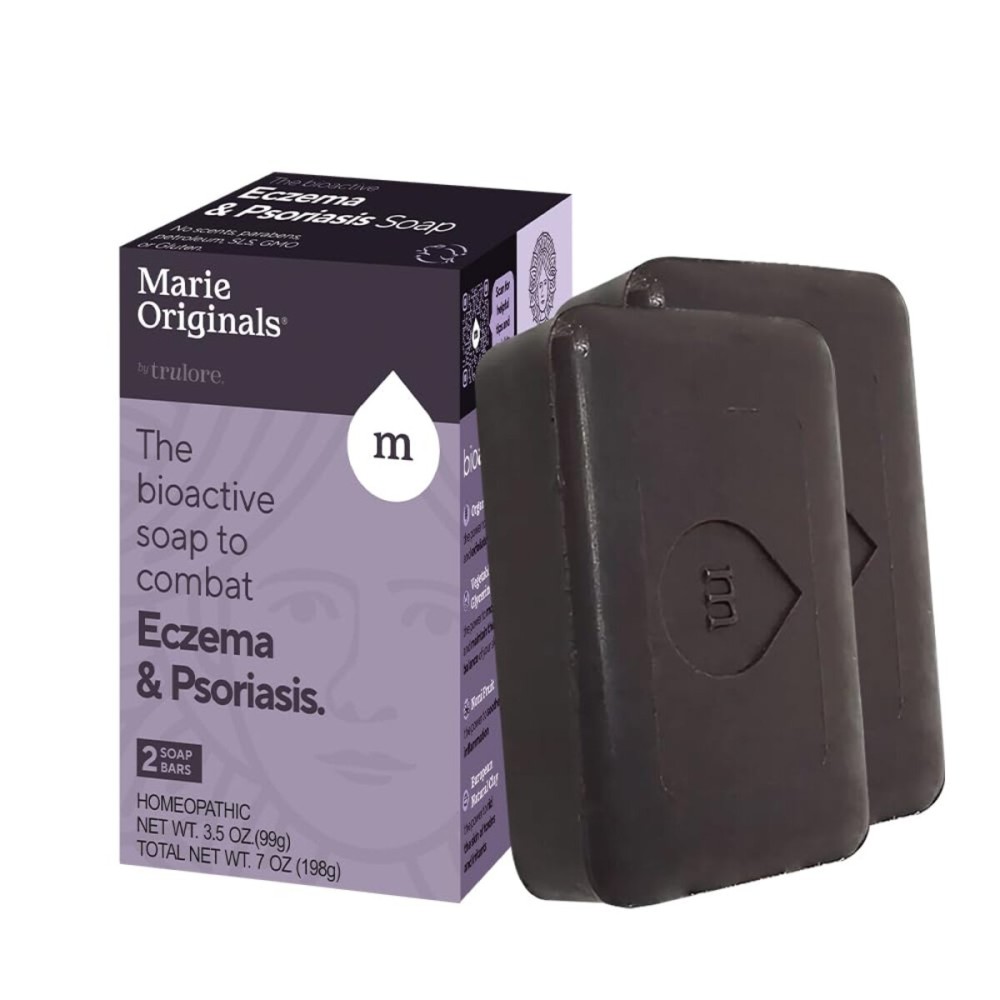 Marie Originals Eczema Face Soap Body Wash Bar - All Natural Psoriasis, Dermatitis Treatment for Dry Itchy Flaky Skin Relief - Gentle Detoxifying, Healing, Anti-Itch, Cleansing Skincare (Pack of 2)