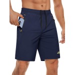 MAGCOMSEN Men Quick Dry Shorts 9 Inch Inseam Hiking Running Gym Casual Summer Fishing Shorts Lightweight Navy