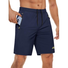 MAGCOMSEN Men Quick Dry Shorts 9 Inch Inseam Hiking Running Gym Casual Summer Fishing Shorts Lightweight Navy
