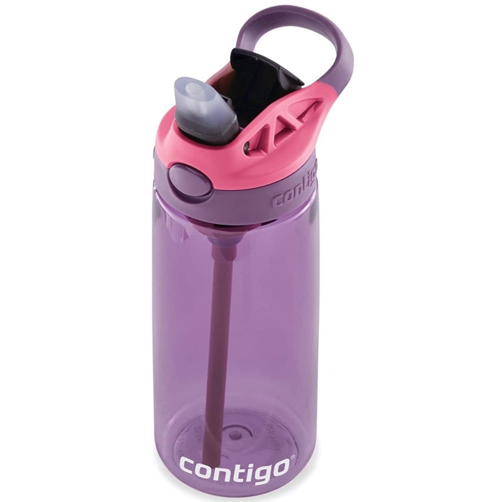 Contigo Aubrey Kids Water Bottle, 20oz, Eggplant, Spill-Proof Lid, Dishwasher Safe, Easy Clean, Purple and Pink