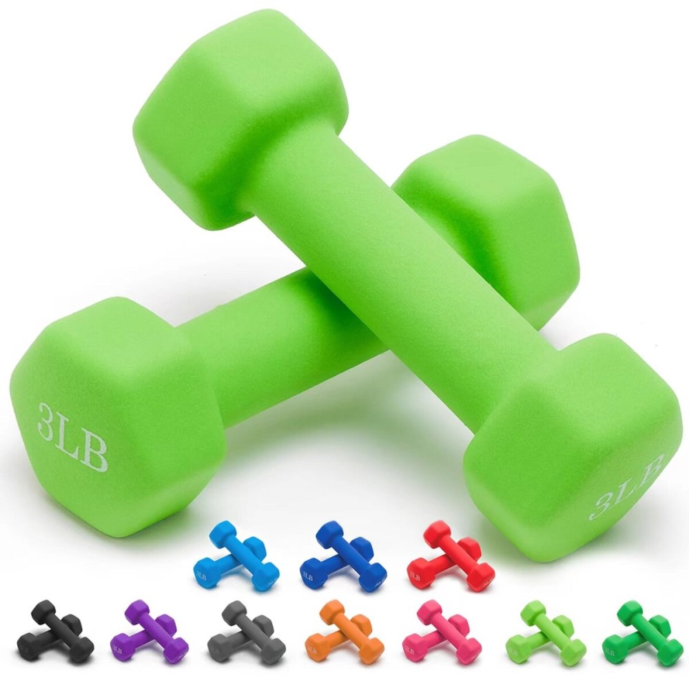 Portzon Weights Dumbbells 10 Colors Options Compatible with Set of 2 Neoprene Dumbbells Set,1-15 LB, Anti-Slip, Anti-roll, Hex Shape