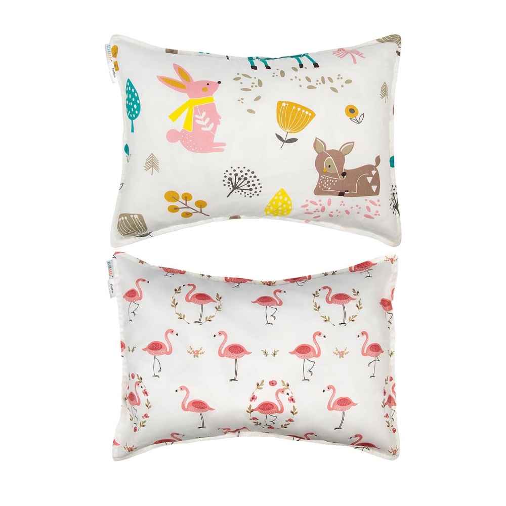 ALVABABY Toddler Pillowcases 2 Pack Organic Cotton Kids Pillow Cover Fit 13x 18 or 12x16 Envelope for Girl Boy Sleepy Travel