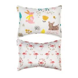 ALVABABY Toddler Pillowcases 2 Pack Organic Cotton Kids Pillow Cover Fit 13x 18 or 12x16 Envelope for Girl Boy Sleepy Travel