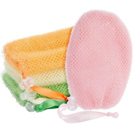 Juvale Mesh Bar Soap Pouch - Exfoliating Mesh Soap Bag - Flexible Drawstring Holder - Portable Travel Case - 4 Count, 3.5 x 6 in, Pink/Orange/White/Green