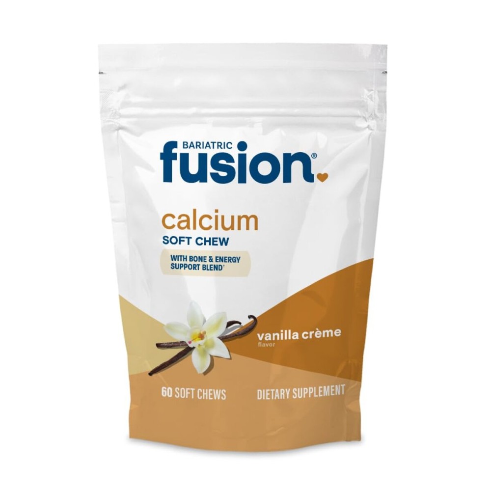 Bariatric Fusion Bariatric Calcium Supplement Chews | Calcium Citrate with Vitamin D3 Bariatric Vitamin | Sugar Free Chewable | 500mg | Vanilla | 60 Count