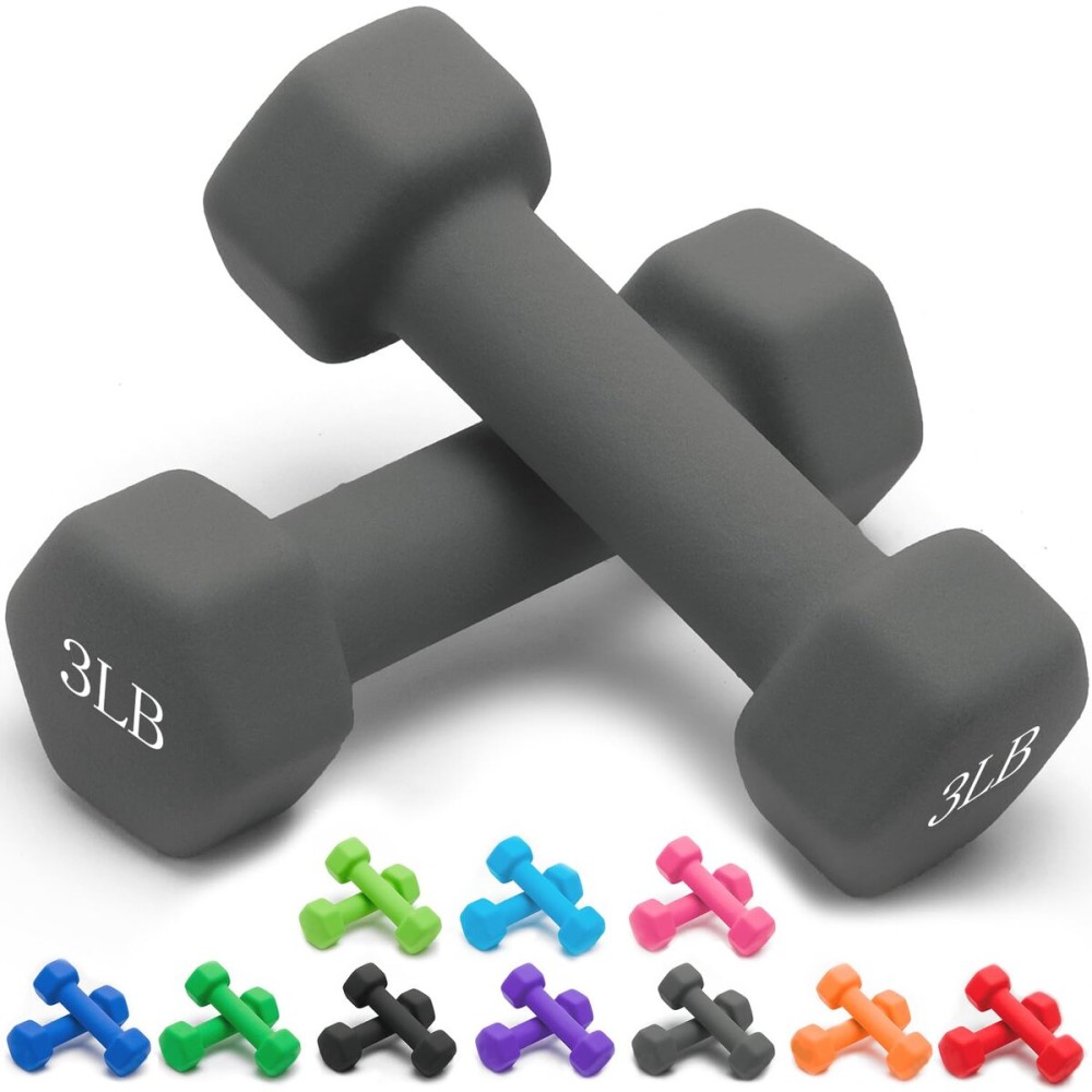 Portzon Weights Dumbbells 10 Colors Options Compatible with Set of 2 Neoprene Dumbbells Set,1-15 LB, Anti-Slip, Anti-roll, Hex Shape
