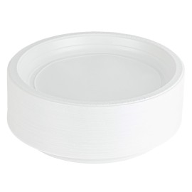 PLASTICPRO Round Plastic Plates Microwaveable, Disposable, White, Dinnerware (400, 10 Inch Plates)