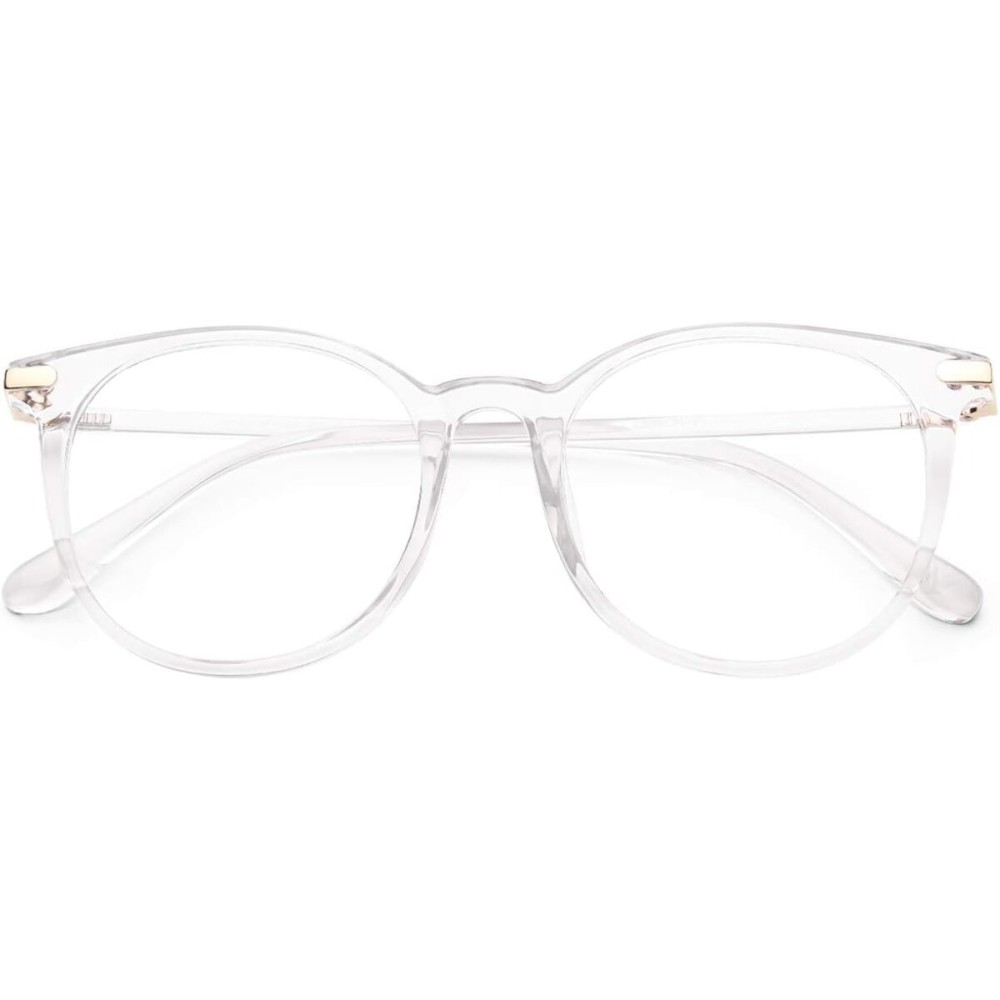 Gaoye Blue Light Blocking Glasses, Retro Round Eyewear Frame Anti Eyestrain Computer Glasses for Women Men - GY1688 (Transparent Frame/Transparent Lens)