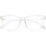 Gaoye Blue Light Blocking Glasses, Retro Round Eyewear Frame Anti Eyestrain Computer Glasses for Women Men - GY1688 (Transparent Frame/Transparent Lens)