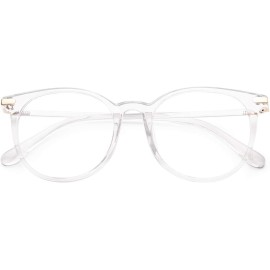 Gaoye Blue Light Blocking Glasses, Retro Round Eyewear Frame Anti Eyestrain Computer Glasses for Women Men - GY1688 (Transparent Frame/Transparent Lens)