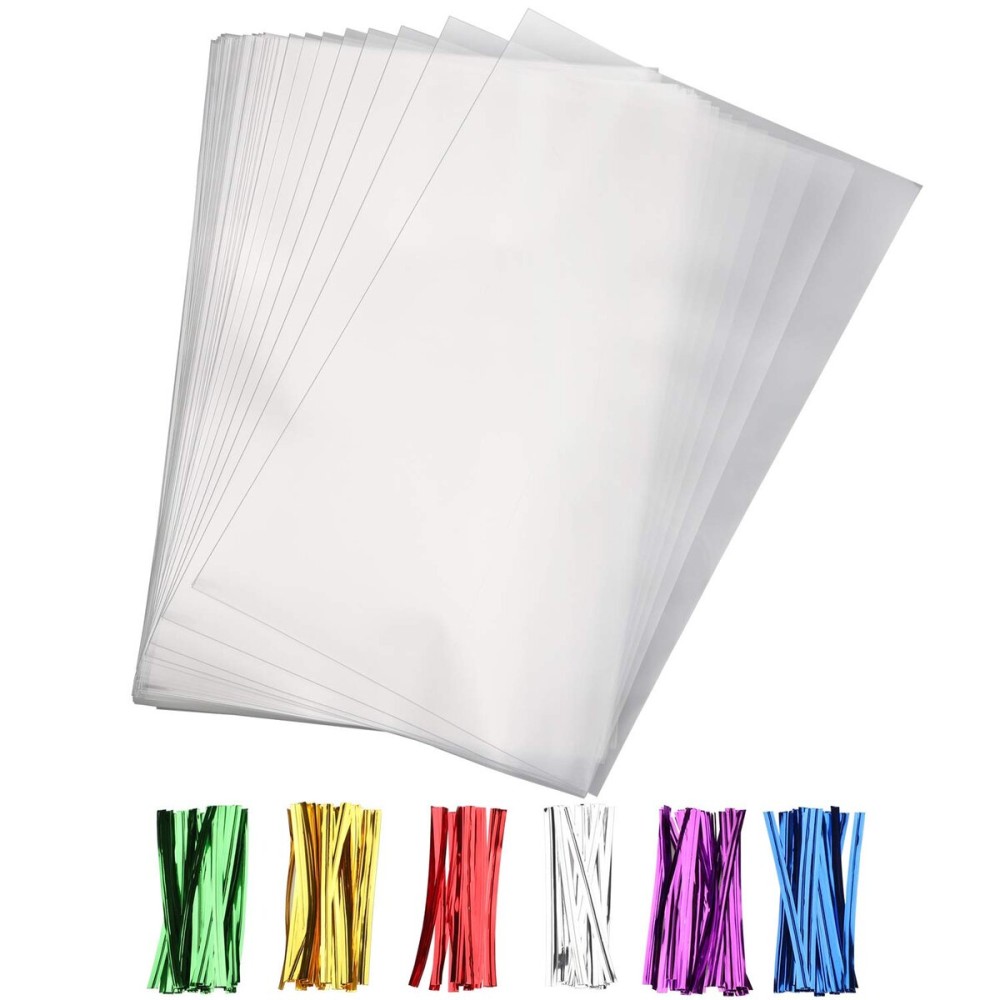 Nobranded 100 pcs Clear 6 x 10 Flat Cello Cellophane Bags Poly Treat Bags 2.8 mils for Gift Wrapping, Bakery, Cookie, Candies, Toast, Dessert, Party Favors Packaging