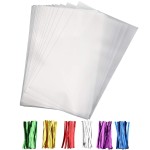 Nobranded 100 pcs Clear 6 x 10 Flat Cello Cellophane Bags Poly Treat Bags 2.8 mils for Gift Wrapping, Bakery, Cookie, Candies, Toast, Dessert, Party Favors Packaging