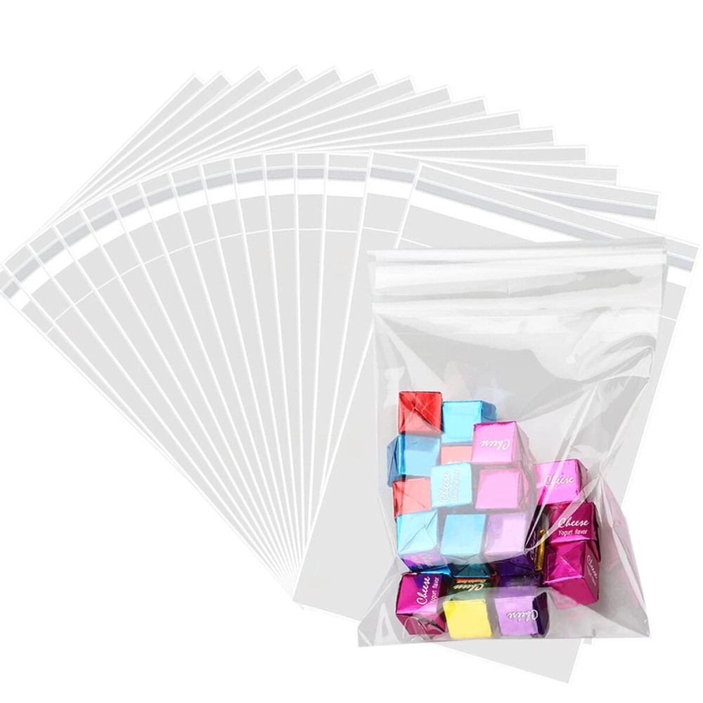 200 pcs Clear 4 x 9 (W:10xL:23CM) Self Seal Cello Cellophane Bags Resealable Poly Bags 2.8 mils for Cookie, Candy, Gift Bakery, Prints, Photos, Cards & Envelopes, Party Decorative