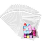 200 pcs Clear 4 x 9 (W:10xL:23CM) Self Seal Cello Cellophane Bags Resealable Poly Bags 2.8 mils for Cookie, Candy, Gift Bakery, Prints, Photos, Cards & Envelopes, Party Decorative