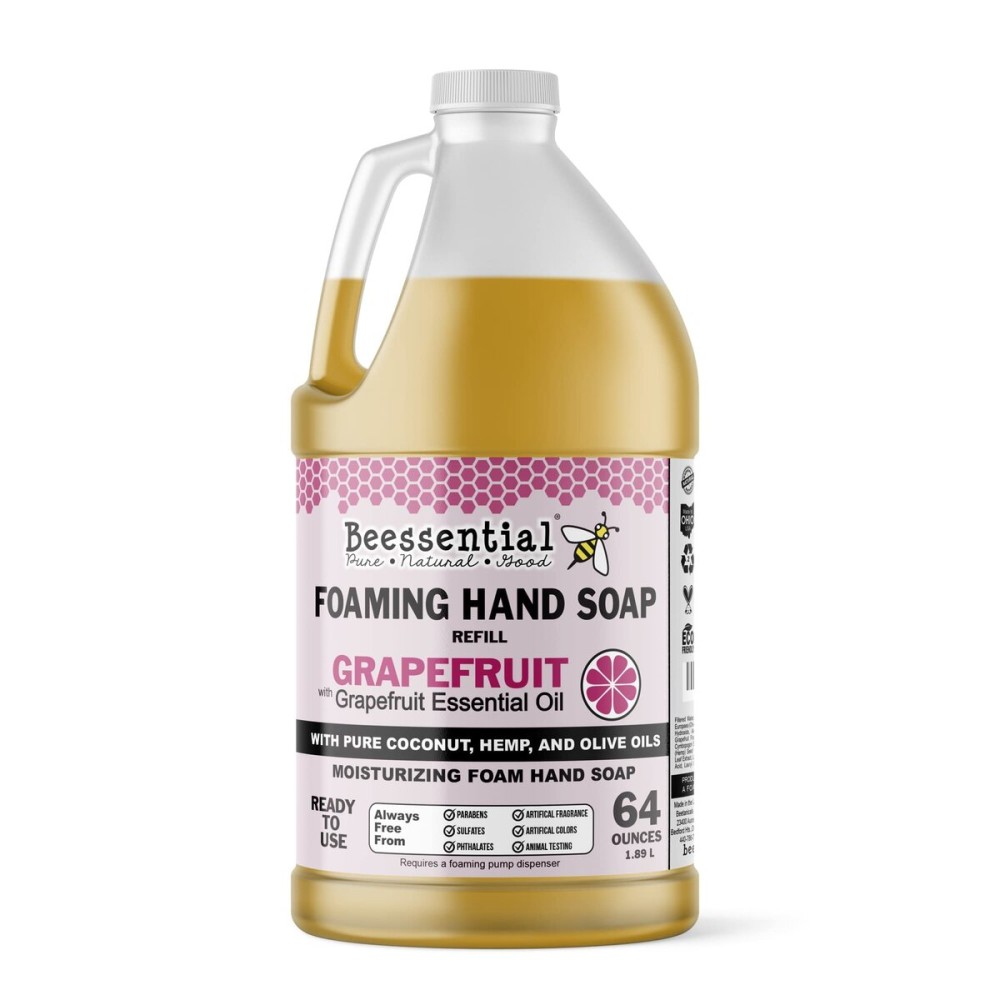 Beessential All Natural Bulk Foaming Hand Soap Refill, 64 oz Grapefruit | Made with Moisturizing Aloe & Honey - Made in the USA