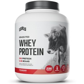 Levels Grass Fed Whey Protein Powder, No Artificials, 24G of Protein, Strawberry, 5LB