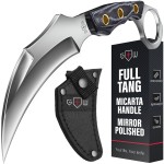 Tactical Karambit Knife with Sheath - Micarta Handle - Fixed Mirror Polished 440C Steel Blade - Small Karambits for Camping Hunting Survival EDC for Men and Women - Fathers Day Gift 2534