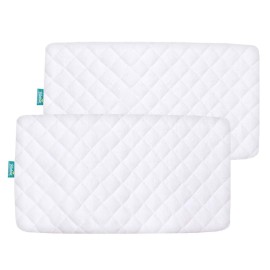 Waterproof Bamboo Bassinet Mattress Cover Compatible with Chicco LullaGo Portable Bassinet, Ultra Soft Surface, 2 Pack, Breathable and Easy Care