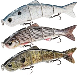 TRUSCEND Easy Catch Swimmax, Magic Noisy Turbulent Wiggling and Vibrating Actions for More Bites, Segmented Swimbait Jointed by Metal Hinge, Lifelike Fishing Lures for Relax Family Fishing