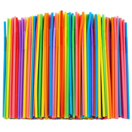 Zmaxqii 300 Pcs Colorful Flexible Plastic Straws, BPA-Free Disposable Bendy Straws, 10.2 Long and 0.23\'\' Diameter