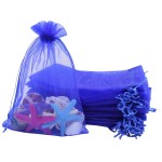 Stratalife Organza Bags 5x7 Jewelry Pouches with Drawsring Blue Mesh Bags for Wedding Party Favors Goodie Candy Small Mesh Gift Bulk 100PCS (Blue 5x7)