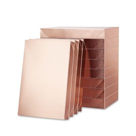 ROSEGLD 12 Large Gift Boxes with Lids 14.5x9.5x2 Inches, Rose Gold Gift Wrap Boxes (Glossy Rose Gold with Grain Texture) for Clothes, Apparel