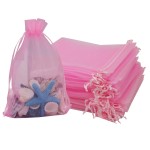 Stratalife 100PCS Organza Bag with Drawstring for Wedding Party Favor Pouches Jewelry Gift Bags 5X7 Mesh Bags (Pink)