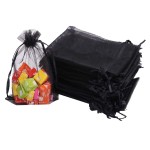 Stratalife Organza Bags 5X7 Drawstring Mesh Bags Small Gift Baggies for Wedding Party Favor Jewelry Storage 100PCS (Black 5x7)