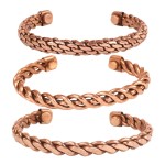 Touchstone copper bracelets | gift for men women |adjustable 100% pure solid real magnetic jewelry | handmade bracelet set combo | rope braided tibetan bangles. Set of 3 different designs