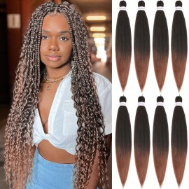 Alrence Pre Stretched Braiding Hair Long Braid 30 Inch 8 Packs Professional Braiding Hair Extensions Synthetic Crochet Twist Braids (30 Inch,T1B/30)