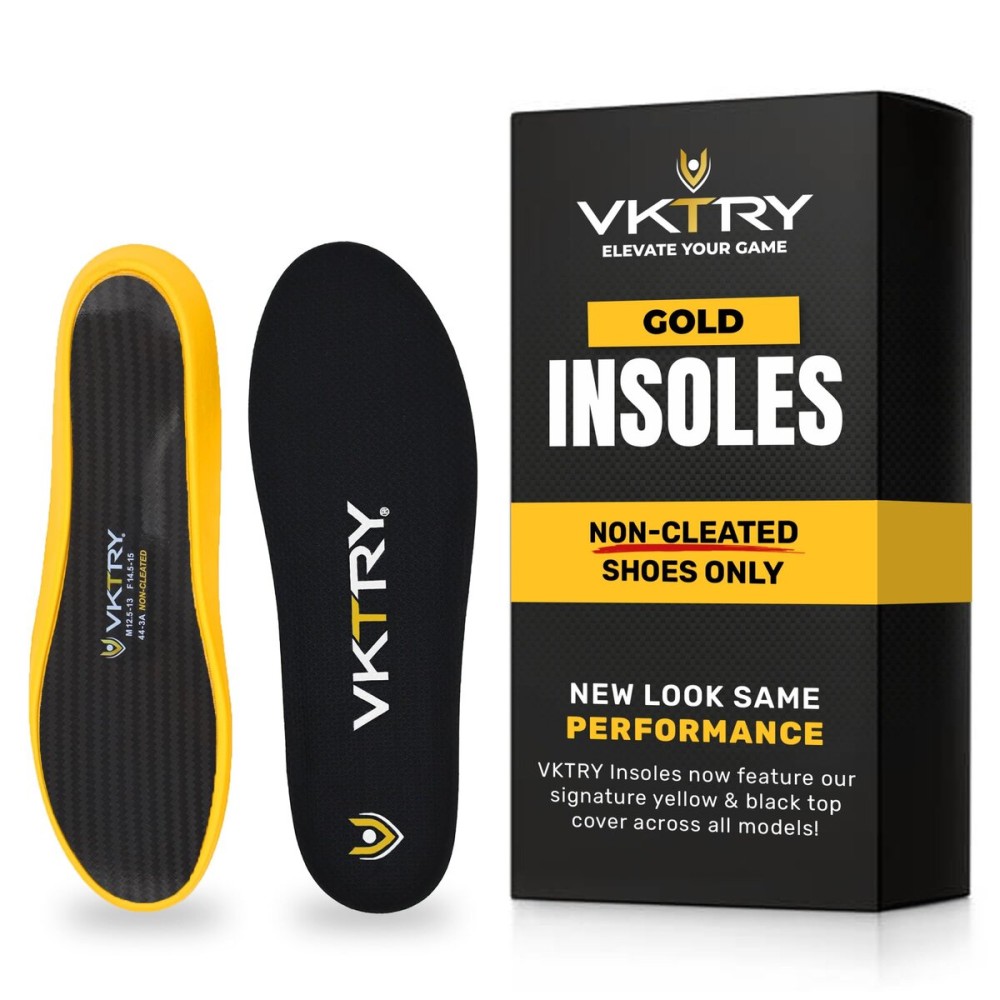 VKTRY Gold for Non-Cleated Shoes - Carbon Fiber Performance Insoles - Customized Athletic Inserts for Sports Basketball Volleyball Running & More | Shock Absorption US M12.5-13, W14.5-15, >220lbs