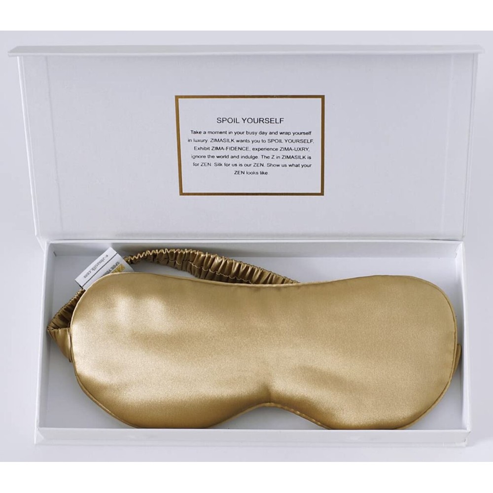 ZIMASILK Adjustable 100% 22 Momme Mulberry Silk Sleep Mask for Sleeping, Filled with Premium Mulberry Silk, Softest & Breathable Eye Sleeping Mask (Golden)
