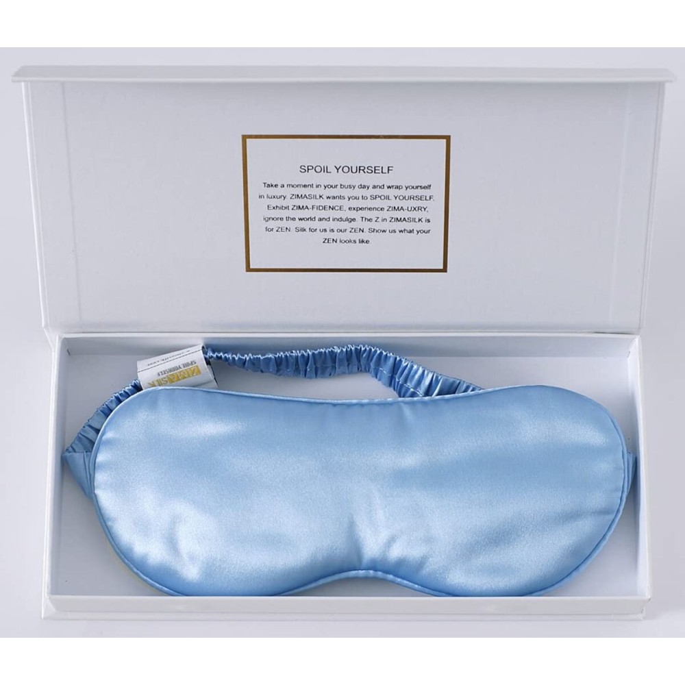 ZIMASILK Adjustable 100% 22 Momme Mulberry Silk Sleep Mask for Sleeping, Filled with Premium Mulberry Silk, Softest & Breathable Eye Sleeping Mask (Sky Blue)