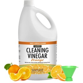 Harris Multi-Purpose White Vinegar Household Surface Cleaner, Orange Scent, 128oz, Easy Pour Funnel Included