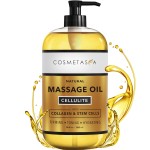 Large Cellulite Massage Oil with Collagen & Stem Cells- 100% Natural Cellulite Oil, Highly Absorbable, Deeply Penetrates The Skin- Firms, Tones, Tightens & Moisturizes Skin by Cosmetasa (16.9 oz)