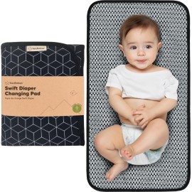 KeaBabies Portable Diaper Changing Pad, Easy Wipe Clean - Foldable Waterproof Baby Changing Mat for Diaper Bag, Compact, Lightweight, 25x13 Newborn, Infant, Baby Changer Travel Essential (Black Geo)