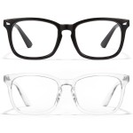 Cyxus Blue Light Blocking Glasses Square Computer Eyewear Clear Lens Eyeglasses Frame (Black & Transparent)